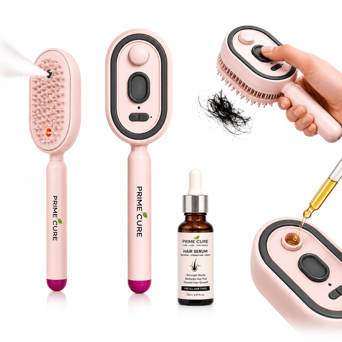 Electric Spray Air Cushion Massage Hair Brush + Hair Serum - Prime Cure